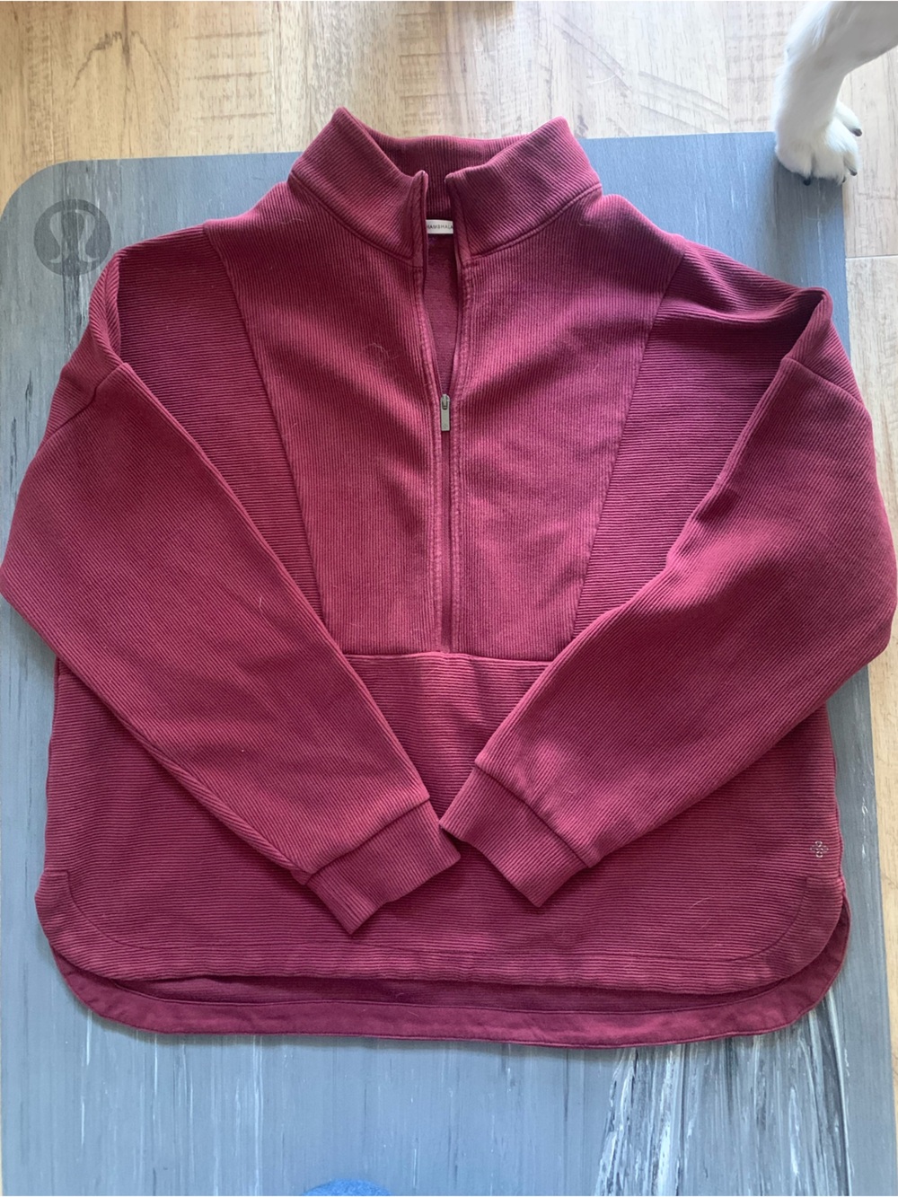 Shambhala Maroon Ribbed 1/4 zip Sweater